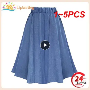 1-5 шт. детские синие хлопковые юбки миди на пуговицах для подростков от 6 до 16 лет, модная летняя повседневная юбка-клеш для девочек