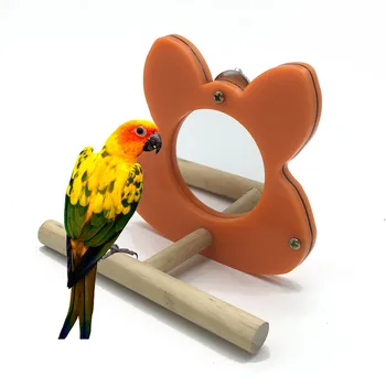 1 шт. Зеркало с изображением попугая, стойка для игрушек в форме мультяшного кролика, Стойка для птиц