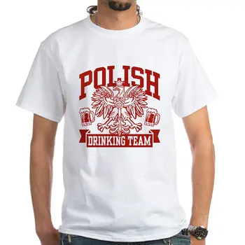 2019 Модная однотонная мужская футболка Polish Drinking Team, белая футболка из 100% хлопка, белая повседневная футболка