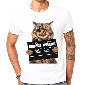 2022 Новейший забавный дизайн с принтом Bad cat, летняя футболка, Крутая мужская весенне-летняя рубашка, брендовая модная рубашка, крутые топы