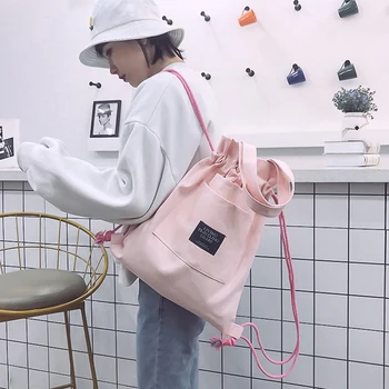 2022 новый Холщовый Рюкзак женская студенческая сумка творческий шнурок двойного назначения рюкзак сумка на шнурке