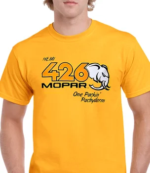 426 Hemi - One Packin' Pachyderm - Золотая футболка - Plymouth/Mopar
