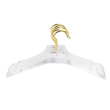 5 Шт. Прозрачная акриловая вешалка для одежды с золотым крючком, прозрачная вешалка для рубашек с вырезами для Lady Kids S