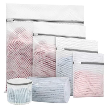 6 шт. прочных мешков для белья из ячеистой сетки для деликатесов (6 разных размеров) Мешок для белья из ячеистой сетки