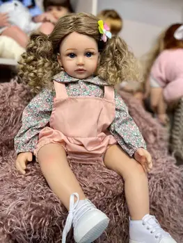 60 см Силиконовая Кукла-Реборн с вьющимися волосами, Принцесса, Куклы для малышей, Живые, Подарок на День Рождения
