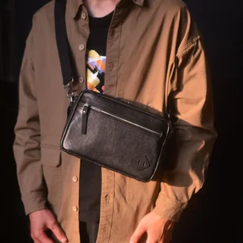 AETOO Classic all-in-one personality первый слой воловьей кожи маленькая квадратная сумка кожаная мужская сумка-мессенджер через плечо на одно плечо