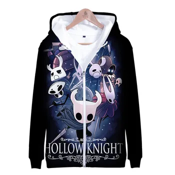 Hollow Knight 3D Принт, толстовка на молнии большого размера, Женская Мужская толстовка Harajuku, уличная одежда, пуловер в стиле хип-хоп, куртка с капюшоном на молнии.