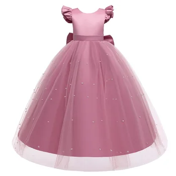 MODX girl's birthday party для причастия, расшитое бисером платье 2022, Новогоднее Рождественское платье принцессы для девочек, маленькое платье-пачка с развевающимися рукавами
