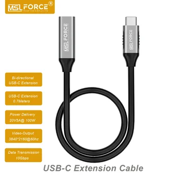 MSLFORCE USB3.2 Gen2 10 Гбит/с Удлинитель TYPE-C USB-C Thunderbolt 3 для Xiaomi Nintendo Switch USB 3.2 USB Удлинитель
