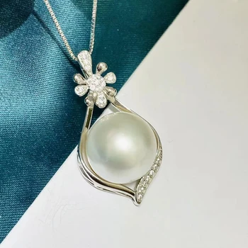 MeiBaPJ 11-12 мм Белый натуральный полукруглый жемчуг Модное ожерелье-подвеска из настоящего серебра 925 пробы Изысканные свадебные украшения для женщин