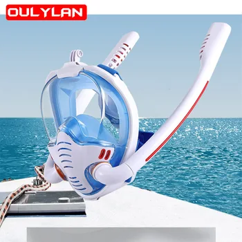 Oulylan Новая Маска для подводного плавания с двойной трубкой Силиконовая Полностью Сухая Маска для дайвинга Маска для плавания для взрослых Очки для подводного дыхания