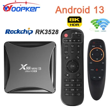 Woopker TV Box X88 Mini 13 Android 13,0 Медиаплеер RockChip RK3528 8K UHD с двумя Wifi приставками 2,4 G/5G