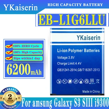 YKaiserin 6200 мАч EB-L1G6LLU Аккумулятор для Samsung Galaxy S3 I9300 I9300i I9308 I9305 L710 I747 I535 T999 Литий-полимерный Аккумулятор