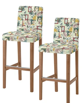 Абстрактная геометрия из перьев, Высокая спинка, 2 шт., чехлы для стульев для кухни, эластичный чехол для барного стула, чехлы для сидений в столовой