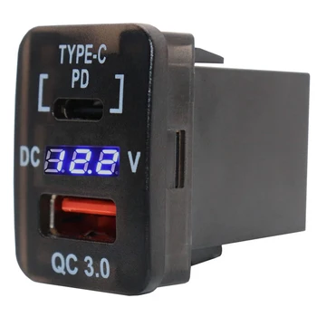 Автомобильное USB-зарядное устройство 30X20 мм QC3.0 для быстрой зарядки с адаптером USB-зарядного устройства PD Type C для Toyota