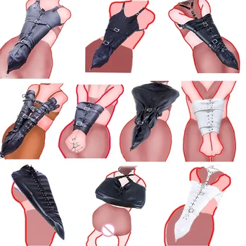 БДСМ Бондаж За Спиной, Кожаная Смирительная Куртка, SM Products Armbinder, Удерживающие Перчатки, Секс-Игрушки Для Пар