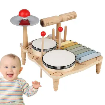 Барабанная установка для детей, Барабанная установка для малышей, Детские Музыкальные инструменты, Занятия для малышей, Сенсорные Игрушки Монтессори, Обучение &