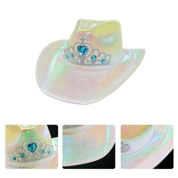 Блестящая ковбойская шляпа, шляпа для новобрачных, красочная ковбойская шляпа, радужная ковбойская шляпа, диско-ковбойская шляпа, шляпа для девичника