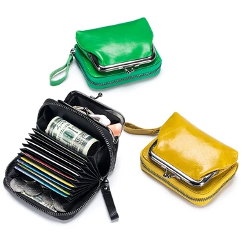 Женская сумка из натуральной кожи, Модный милый кошелек, портмоне на молнии, держатель для кредитных карт, женский короткий кошелек с несколькими слотами