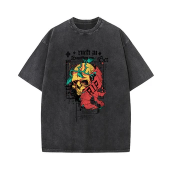 Женская футболка, топ в стиле Харадзюку, Летняя футболка с коротким рукавом, женская одежда в корейском стиле Ретро, Черный демон, панк, готический Аниме принт