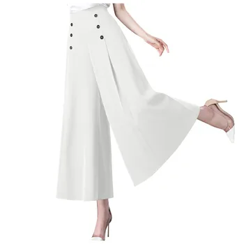 Женские брюки 2024 Весна-лето, женская мода, стильные городские повседневные свободные женские брюки с высокой талией, однотонные Широкие брюки для женщин