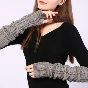 Женские грелки для рук, удобные женские зимние перчатки, одноразмерные декоративные мягкие перчатки для рук без пальцев, перчатки из шерстяной пряжи