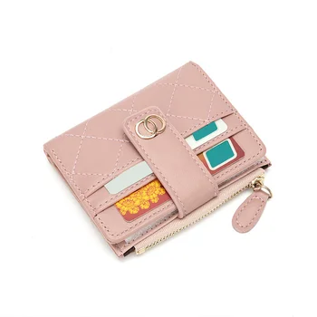 Женский короткий кошелек, Модный простой маленький кошелек из искусственной кожи, Женская сумка для карт и монет, многослойная и многофункциональная.