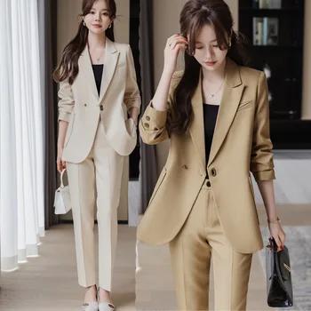 Женский пиджак цвета хаки, весна и осень 2023, новая мода, повседневная одежда для малого бизнеса в корейском стиле, повседневный костюм