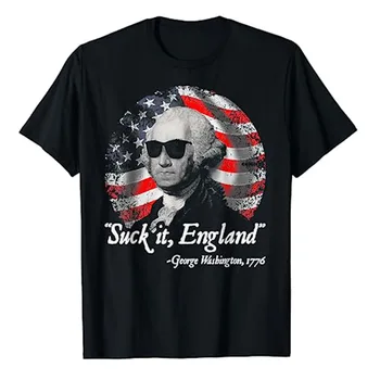 Забавная футболка Suck It England 4 июля 1776 года с изображением Джорджа Вашингтона, Патриотическая Американская гордость США, футболки с графическим рисунком, праздничная одежда