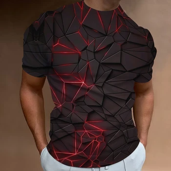 Забавная футболка с геометрическим графическим принтом для мужчин, модный тренд, Винтажная одежда, футболки оверсайз в стиле уличного панка, топы с коротким рукавом