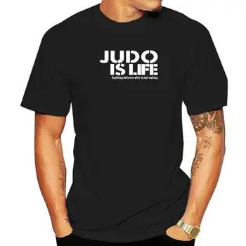 Забавная хлопковая футболка Judo Is Life в стиле хип-хоп для мужчин с круглым вырезом, Летние спортивные футболки с коротким рукавом, футболки с буквами