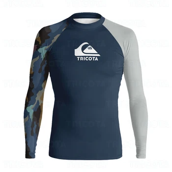 Защита от сыпи, мужская одежда для серфинга, Быстросохнущая Защита от солнца, купальники для пляжного серфинга, футболка для дайвинга UPF 50 +, купальник для серфинга, одежда