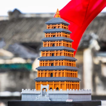Игрушка для детей World Architecture Wild Goose Pagoda Tower 3D модель DIY Mini Diamond Blocks Bricks Building