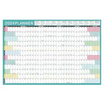 Календарь на 2024 год Настенный на 12 месяцев | Годовой Планировщик на год | Годовой Настенный Календарь С января 2024 по декабрь 2024 Года Из плотной бумаги Горизонтальный