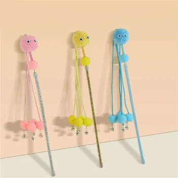 Кисточки, игрушка-палочка-дразнилка с помпонами и колокольчиками, интерактивная игрушка-палочка-погоня, игрушка-палочка карамельного цвета