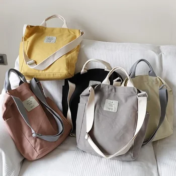 Корейская художественная холщовая сумка через плечо Простая маленькая свежая сумка-мессенджер Повседневная тканевая сумка Хозяйственная сумка Кошельки и сумочки
