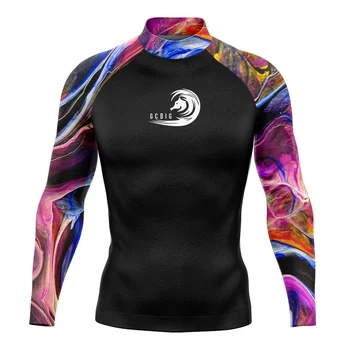 Летняя одежда для серфинга, мужская футболка для серфинга с защитой от сыпи, с длинным рукавом, купальники, купальник для плавания, пляжные топы, Уф-обтягивающий костюм для дайвинга