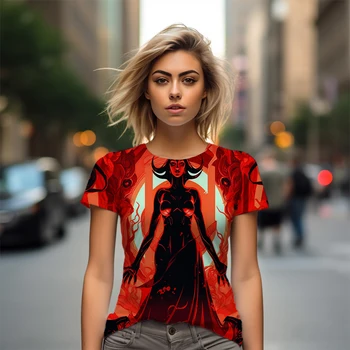 Летняя уличная модная женская футболка оверсайз, высококачественная футболка Daily Wild, новая футболка с 3D рисунком персонажей.
