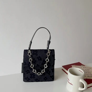 Модная Черная сумка с принтом, Сливовая Решетчатая сумка на цепочке, Женская Корейская версия сотни сумок через плечо, Женская сумка
