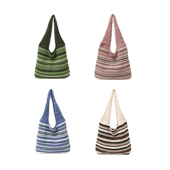 Модная дорожная сумка для вязания крючком, женская сумочка, повседневная сумка через плечо, вязаные сумки большой емкости для девочек, женская универсальная сумка-тоут