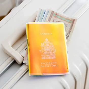 Модная обложка для паспорта с лазерным блеском, Женские дорожные Аксессуары, Прозрачная обложка для паспорта из ПВХ, держатели удостоверений личности для билетов.