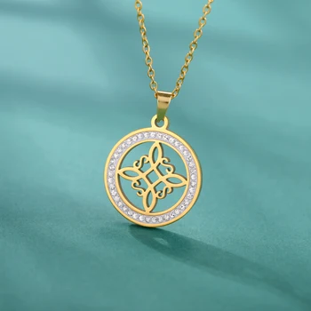 Модное ожерелье с узлом ведьмы из нержавеющей стали для женщин, золотые ожерелья с цирконом, ювелирные изделия, Рождественские подарки