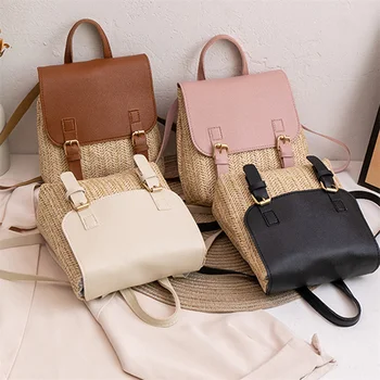 Модные соломенные сумки для отдыха для женщин, мини-сумочка в стиле ретро, женская дизайнерская нишевая сумка, высококачественный маленький рюкзак из ротанга