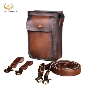 Мужская Повседневная дизайнерская мини-сумка-мессенджер через плечо из натуральной кожи, модный Поясной ремень, Поясная сумка для путешествий, 7-дюймовый чехол для мужчин 021-db