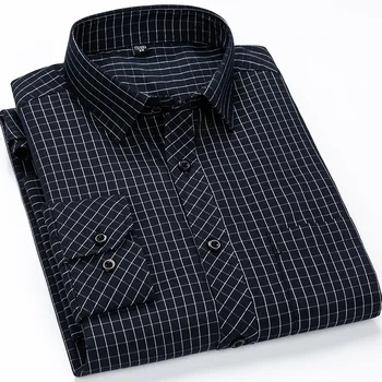 Мужские Классические Элегантные деловые рубашки с длинным рукавом, простые в уходе Офисные вечерние рубашки, Повседневные Стандартные мужские рубашки в полоску для работы
