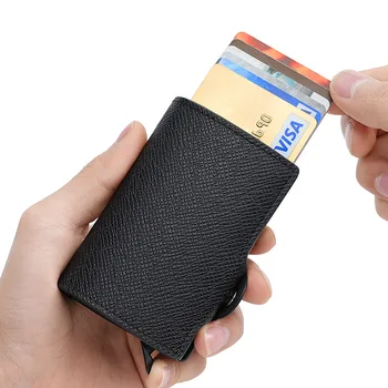 Мужской кошелек-визитница с RFID-блокировкой, кошелек для кредитных карт с минималистичным дизайном, доступ к всплывающим держателям кредитных карт в один клик
