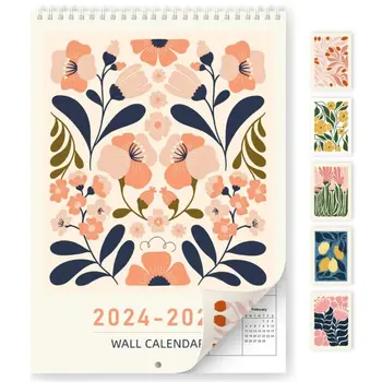 Новогодние подарки Настенный календарь с абстрактным искусством, бумажное планирование времени, забавный настенный календарь, декор стен с января 2024 по июнь 2025