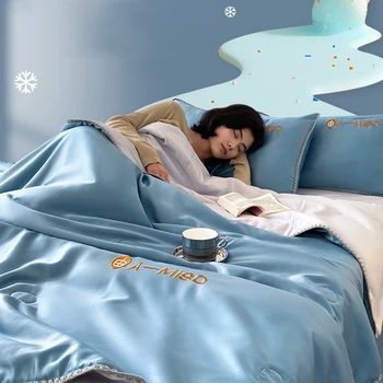 Новое Легкое роскошное летнее одеяло из ледяного шелка 1-3 штуки, удобное летнее прохладное одеяло, которое можно стирать в машине, охлаждающее одеяло королевского размера