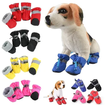 Новые 4шт Водонепроницаемые ботинки для домашних собак, противоскользящая обувь для дождя и снега, толстые теплые ботинки для маленьких кошек, собак, носки для щенков, пинетки