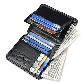 Новый кожаный бумажник, мужская ретро-сумка для карт большой емкости, многофункциональный кошелек с коротким кожаным кошельком